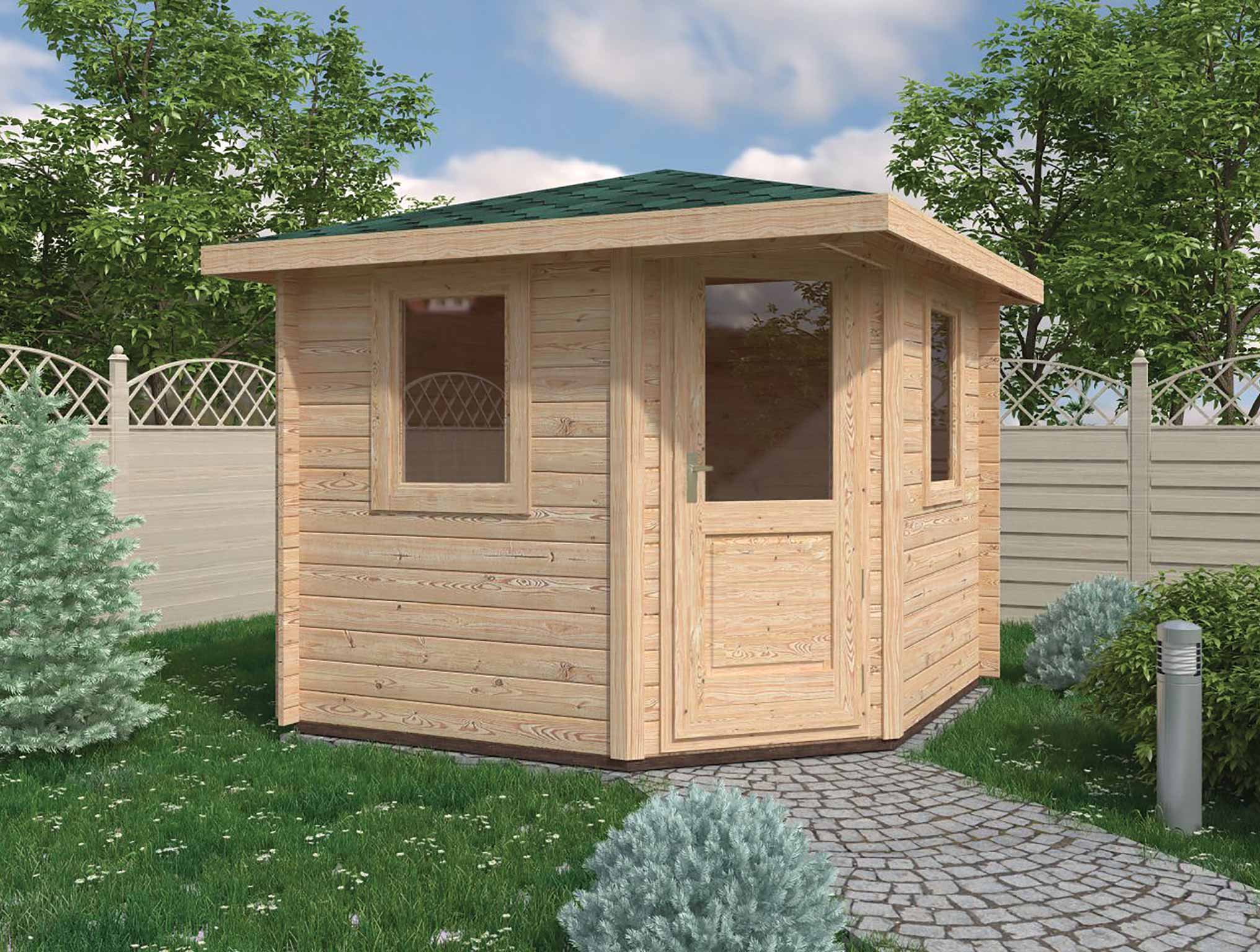 London Log Cabin - Untreated - 2.6m x 2.6m - Skinners Sheds
