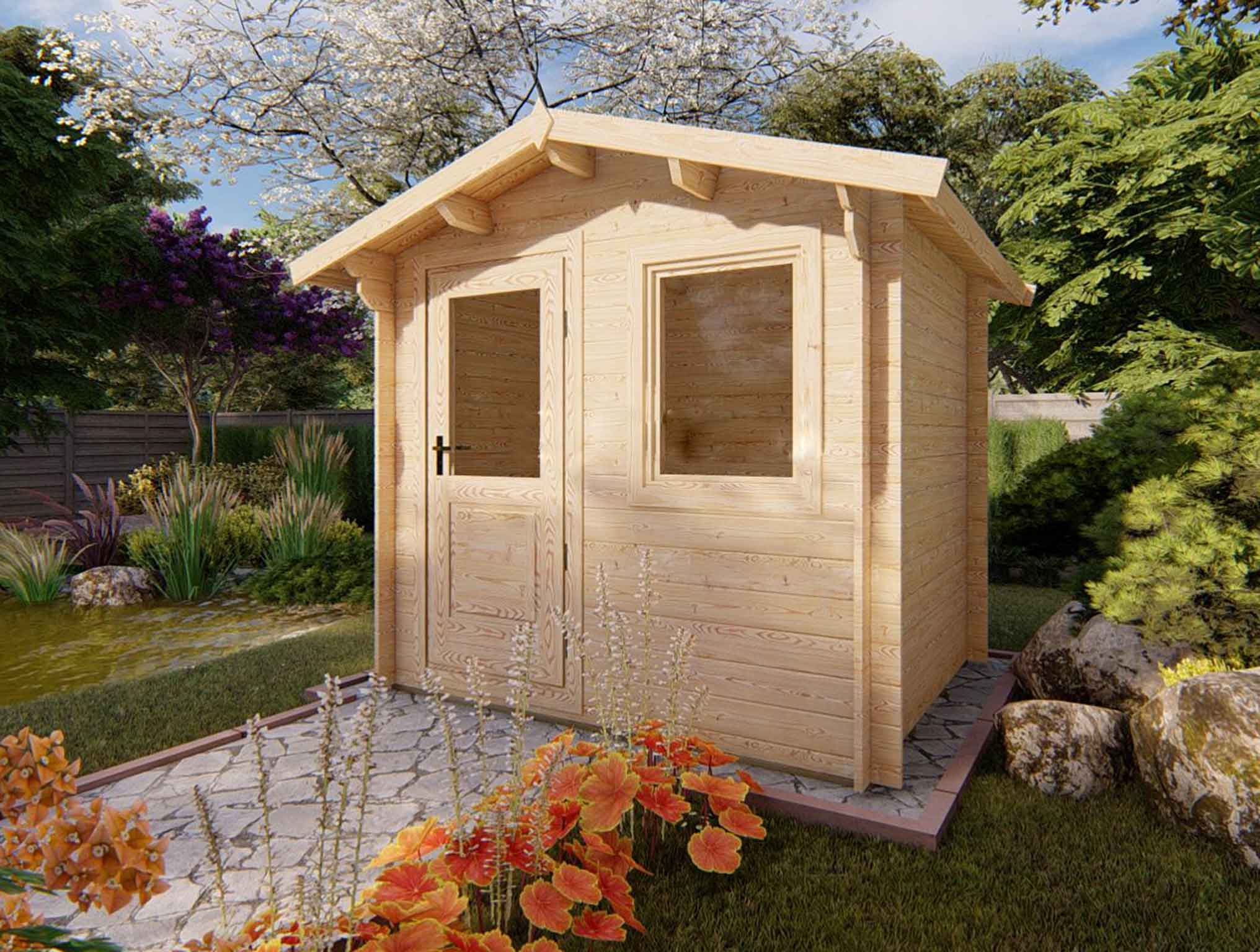 Untreated Olympian Bronze Log Cabin 3m X 3m Skinners Sheds