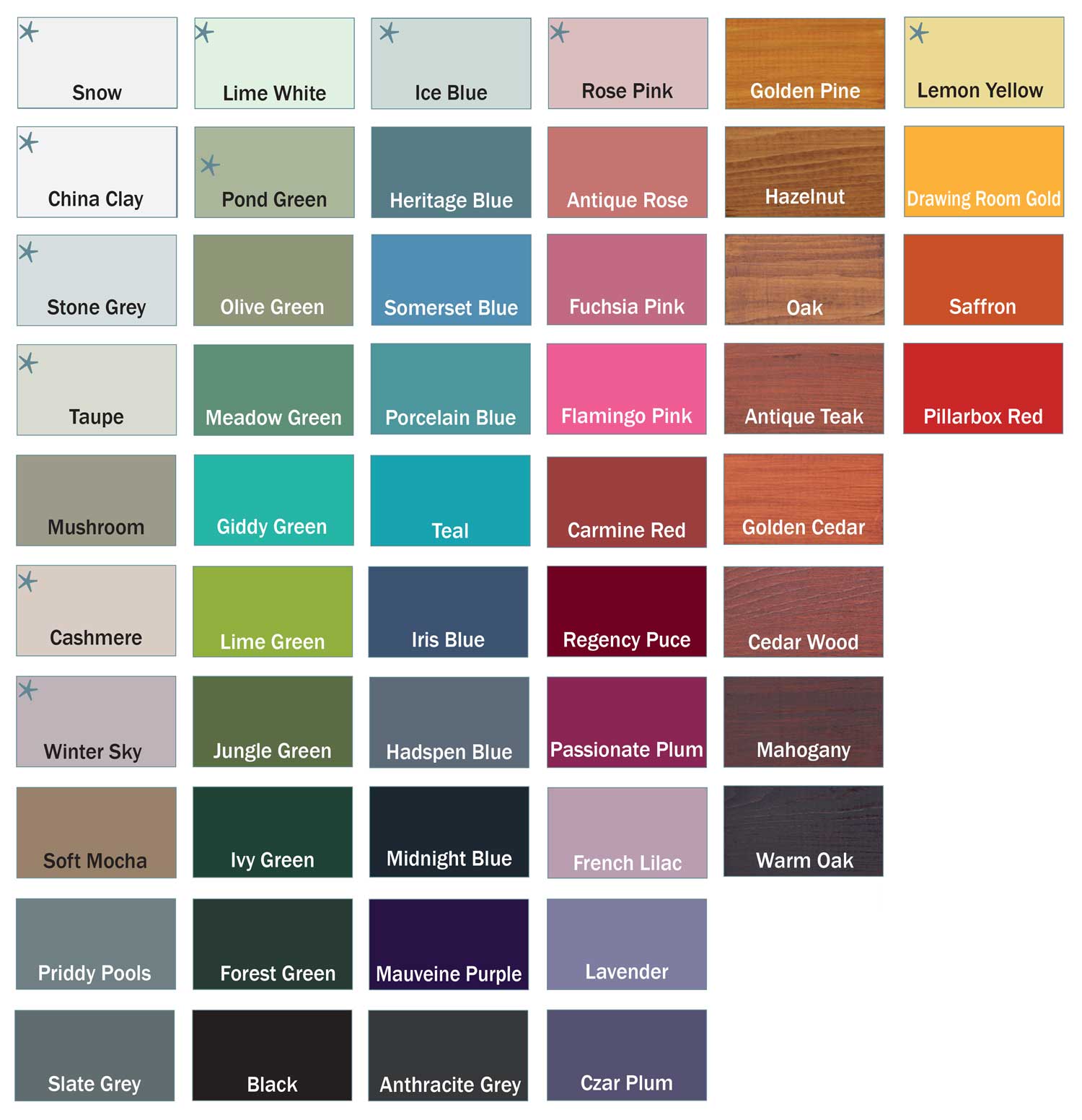 Unstocked Paint Colours