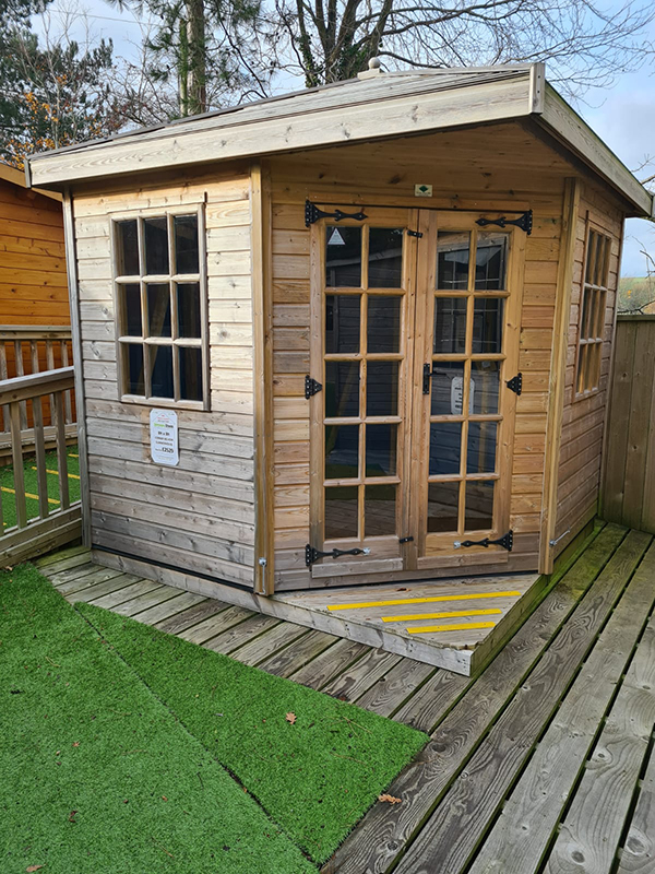 8 x 8 corner belvoir summerhouse ex display - skinners sheds