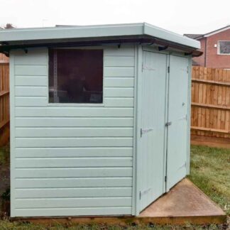 Corner Pent Shed painted in Protek Royal Exterior