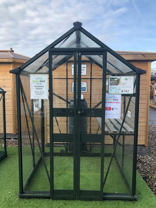 4 x 4 Birdlip Green Greenhouse (Ex Display) Skinners Sheds