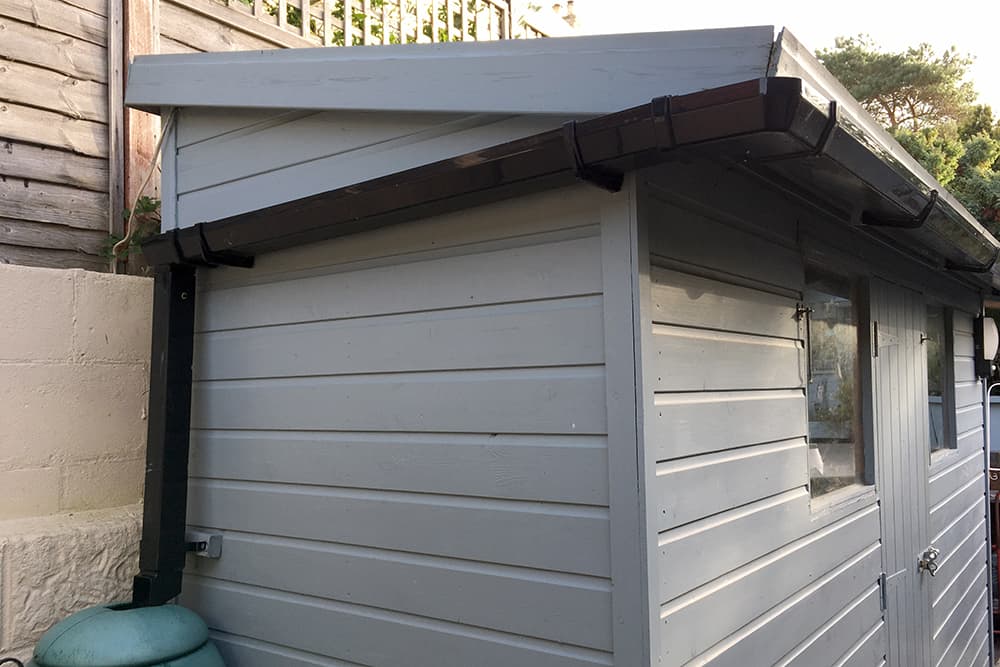 Gutters fitted to shed