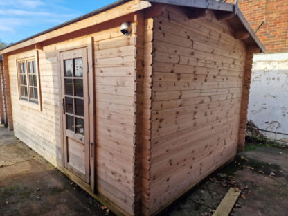 3.2M x 5.2M Untreated Interlocking Garage Log Cabin (28mm Walls) (Ex Display) - Image 3