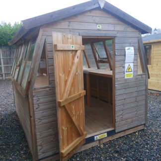 Double pot shed 8x10' front left corner view