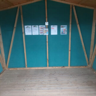 Loglap cabin 10x8 w 4ft veranda inside view
