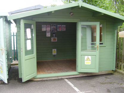3.8m x 3m Olympian Silver Untreated Interlocking Log Cabin (44mm Walls) (Ex Display) - Image 2