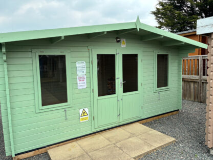 5M x 3.8M Untreated Interlocking Olympian Gold Log Cabin (40mm Value Deluxe) (Ex Display)