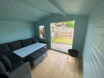 3.8M x 3M Untreated Interlocking Olympian Silver Log Cabin (40mm Value Deluxe) (Ex Display) - Image 3