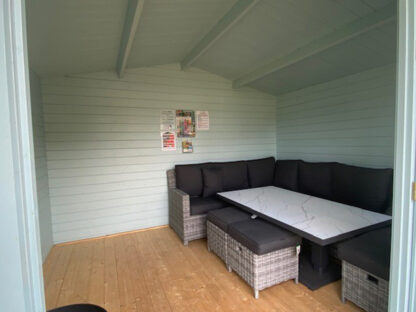 3.8M x 3M Untreated Interlocking Olympian Silver Log Cabin (40mm Value Deluxe) (Ex Display) - Image 4