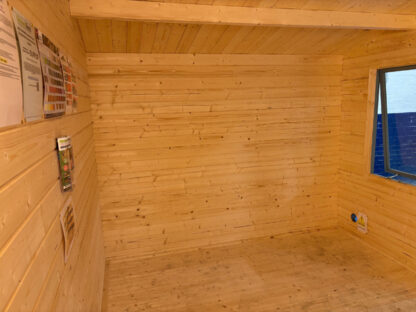 3.8M x 3M Untreated Interlocking Olympian Silver Log Cabin (40mm Value Deluxe) (Ex Display) - Image 8
