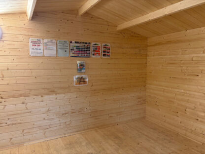 3.8M x 3M Untreated Interlocking Olympian Silver Log Cabin (40mm Value Deluxe) (Ex Display) - Image 6
